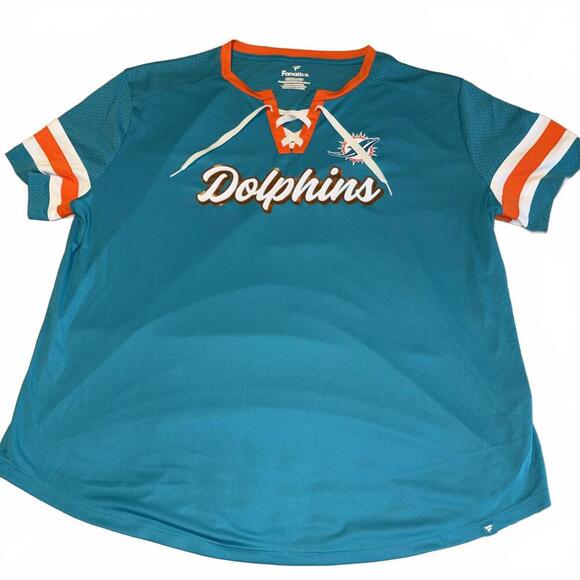 Fanatics Tops - New Fanatics NFL Miami Dolphins Women's 3XL necktie Jersey Blue/orange Dolphins